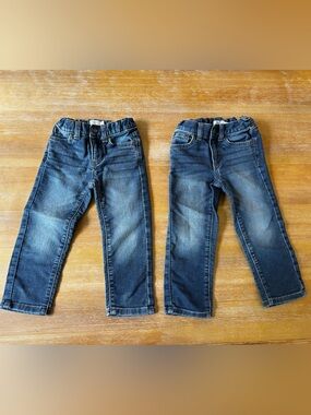 Toddler Boy - Size 3T - x2 Slim Fit Blue Jeans with Adjustable Waist